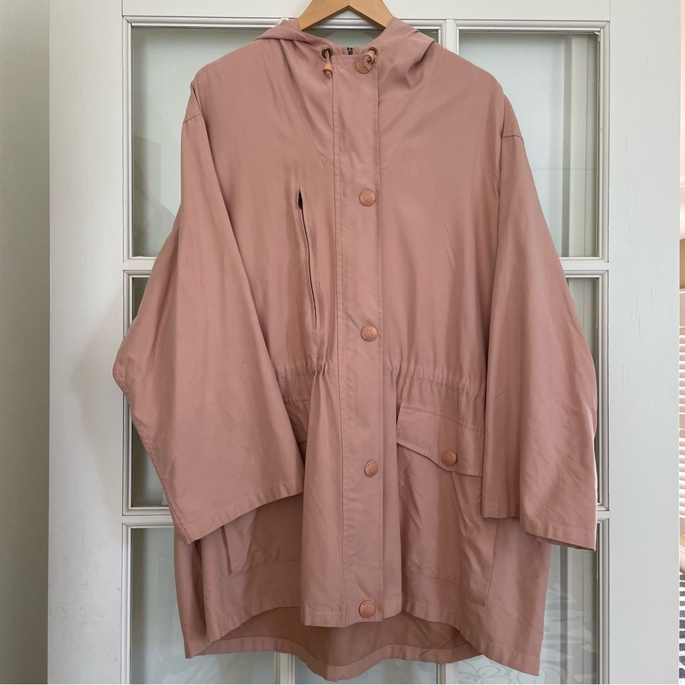 Max Mara Weekend blush pink hooded rain jacket women's 10